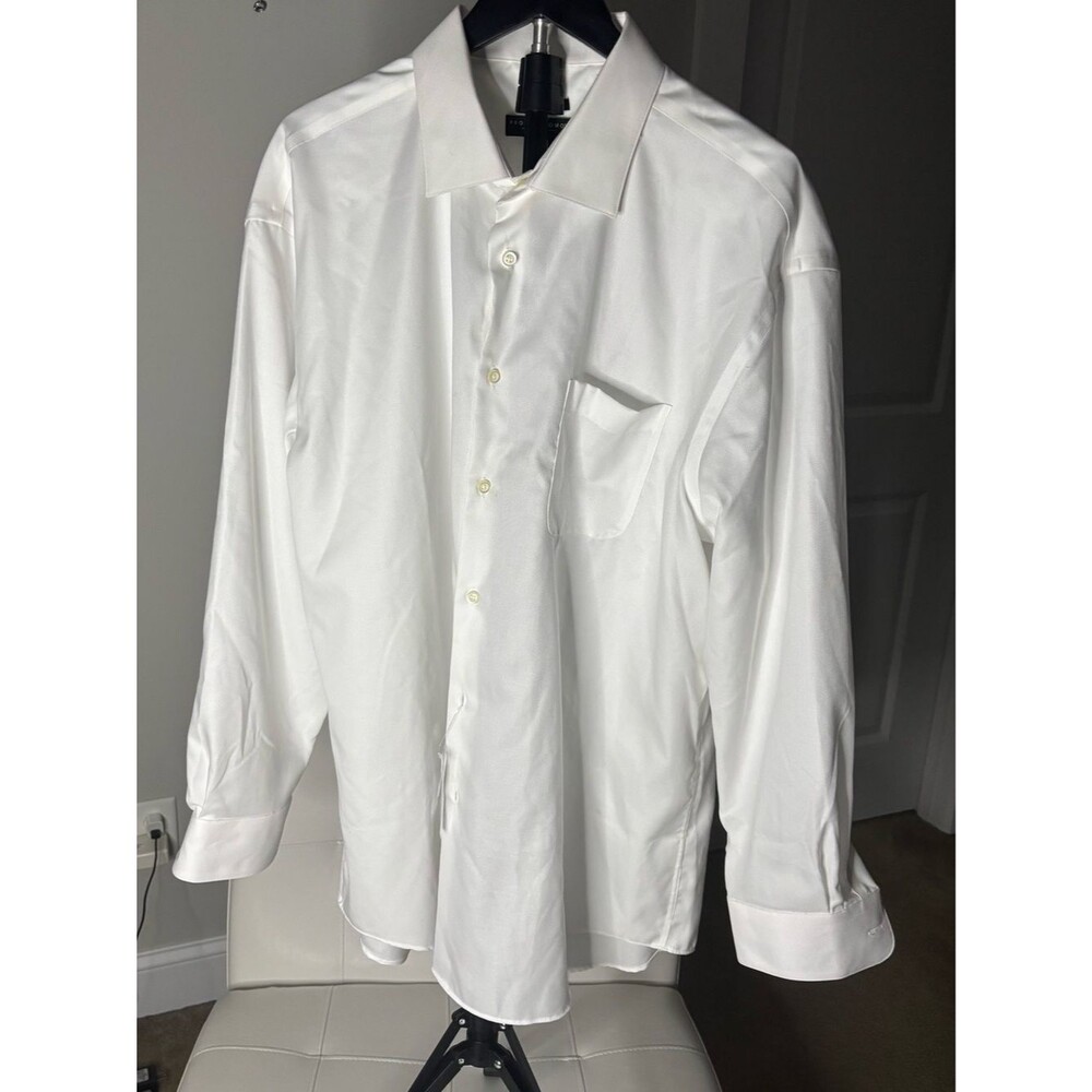 Pronto Uomo White Long Sleeve Dress Shirt with Chest Pocket